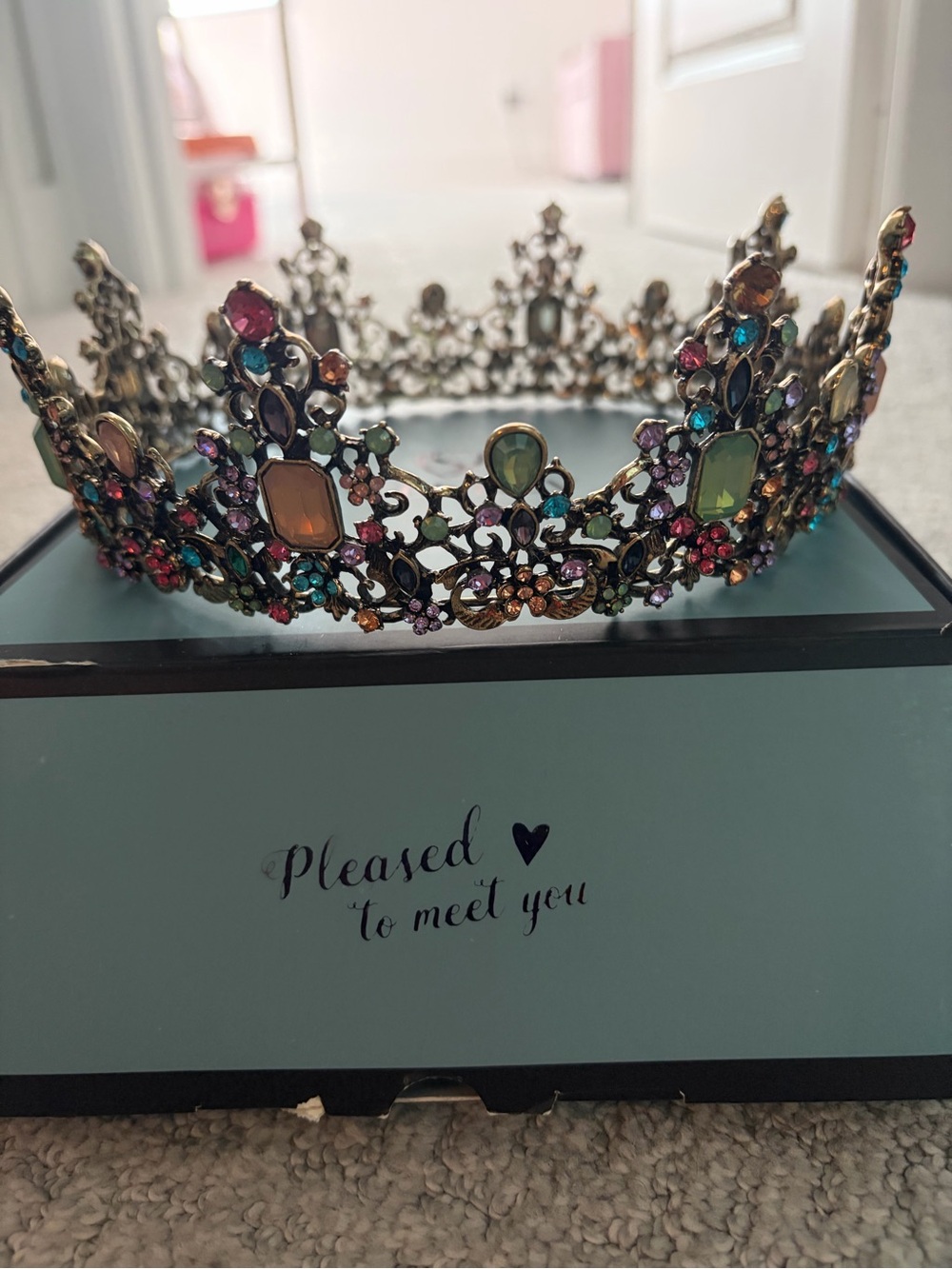 Multicolor Jeweled Crown Tiara - Women Accessories